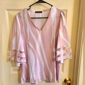 Pink and white zebra print bell sleeve